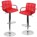 Set 2 Sgabelli Alti in Similpelle Imbottita Rizzetti Plusmir Rossi