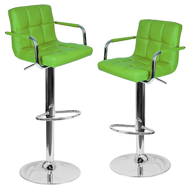 Lot de 2 tabourets hauts en similicuir rembourré Rizzetti Plusmir vert sconto