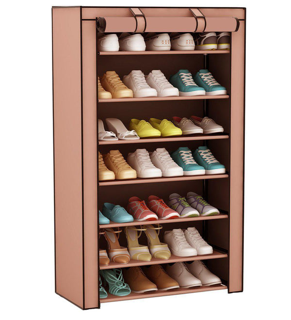 Étagère à chaussures peu encombrante 7 étagères 60x30x126 cm Rizzetti Marron sconto