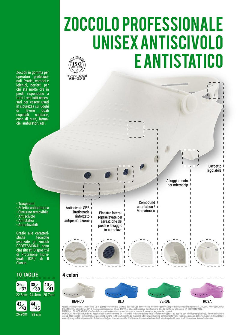 Zoccoli Sanitari Professionali Rizzetti Verde Varie Taglie