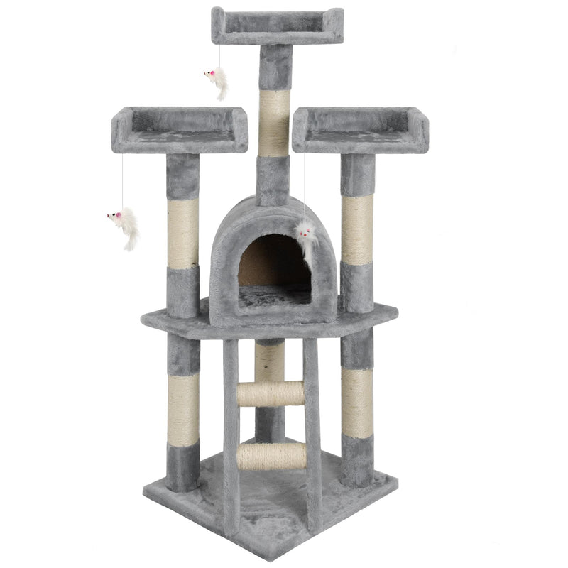 Albero Tiragraffi con Cuccia per Gatti H116 cm Rizzetti Silvestro Grigio