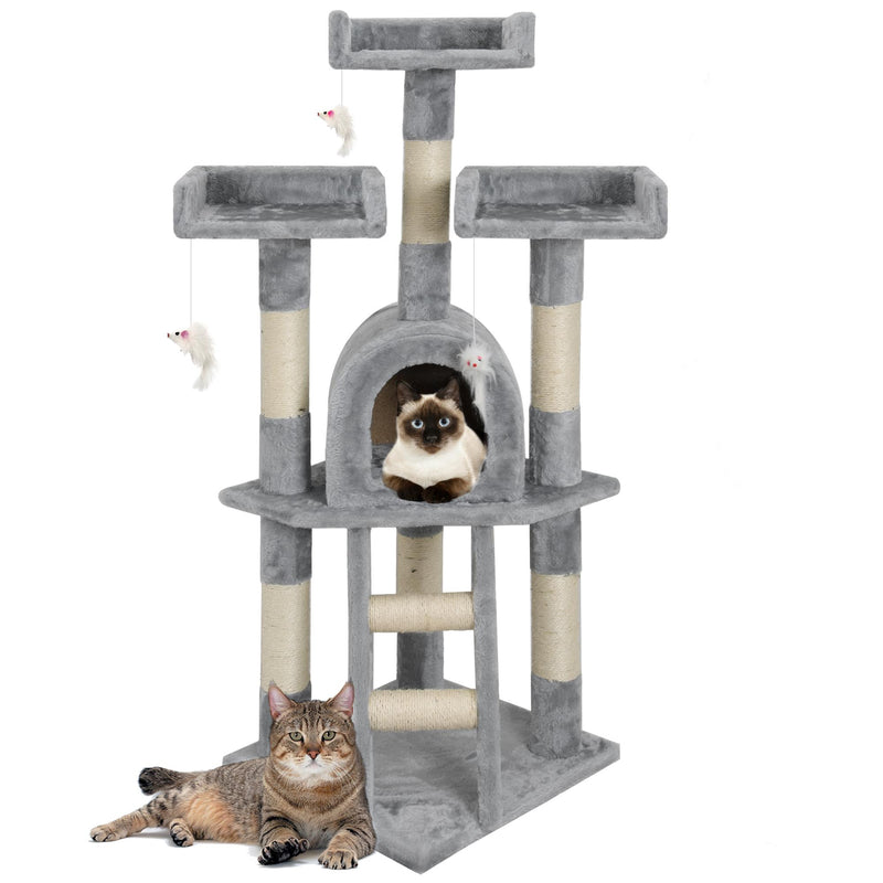 Albero Tiragraffi con Cuccia per Gatti H116 cm Rizzetti Silvestro Grigio