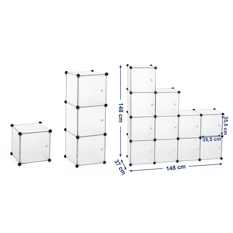 Armadio Guardaroba Modulare 12 Cubi 112x37x148 cm Rizzetti Bianco
