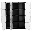 Armadio Guardaroba Modulare 12 Cubi 112x37x148 cm Rizzetti Nero con Ricamo