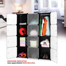 Armadio Guardaroba Modulare 12 Cubi 112x37x148 cm Rizzetti Nero con Ricamo