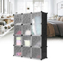 Armadio Guardaroba Modulare 12 Cubi 112x37x148 cm Rizzetti Nero con Ricamo