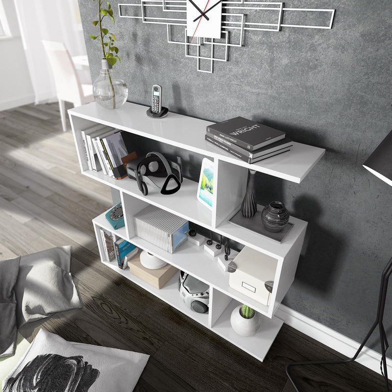 Libreria Salvaspazio per Soggiorno 110x97x25 cm Rizzetti Bianca