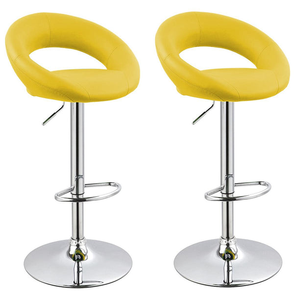 online Lot de 2 tabourets hauts rembourrés en similicuir jaune Rizzetti Chicago
