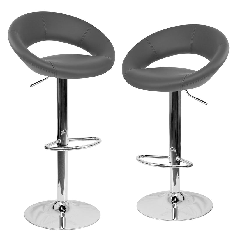 Set 2 Sgabelli Alti in Similpelle Imbottita Rizzetti Chicago Grigi