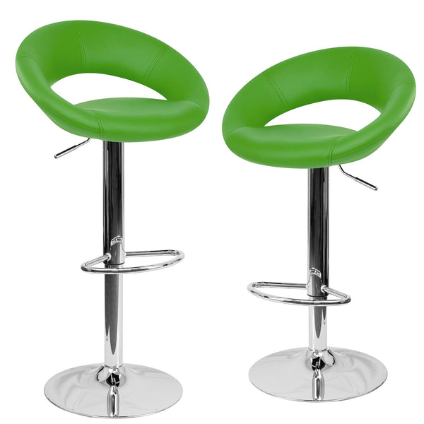 online Lot de 2 tabourets hauts rembourrés en similicuir Rizzetti Chicago vert