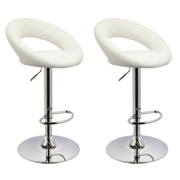Lot de 2 tabourets hauts rembourrés en similicuir blanc Rizzetti Chicago online