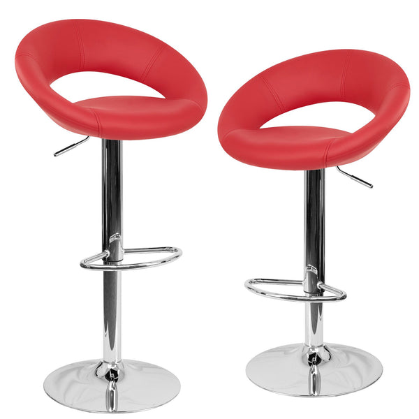 prezzo Lot de 2 tabourets hauts rembourrés en similicuir rouge Rizzetti Chicago