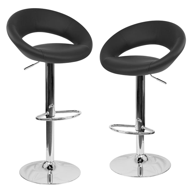 prezzo Lot de 2 tabourets hauts rembourrés en similicuir noir Rizzetti Chicago