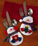 Set 4 Tasche Portaposate Natalizie in Poliestere Rizzetti Pupazzo di Neve