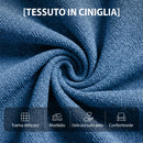 Poltrona Massaggiante e Reclinabile a 160° con Poggiapiedi e Telecomando, 66x91x108 cm, in Ciniglia Blu Scuro      