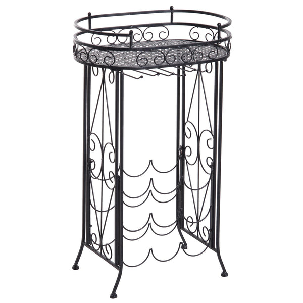 acquista Cantinetta Portabottiglie con Portacalici 28,5x46x77,5 cm in Ferro Battuto  Nera