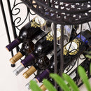 Cantinetta Portabottiglie con Portacalici 28,5x46x77,5 cm in Ferro Battuto  Nera