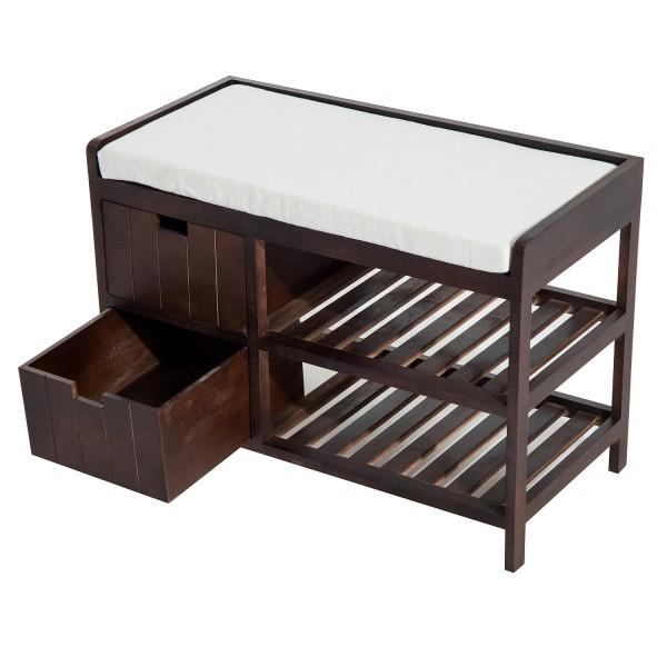 Banc étagère à chaussures avec tiroirs pour entrée 69x34x48 cm Marron prezzo
