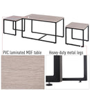 Set 3 Tavolini in Acciaio Piano in MDF Finitura Legno Naturale 