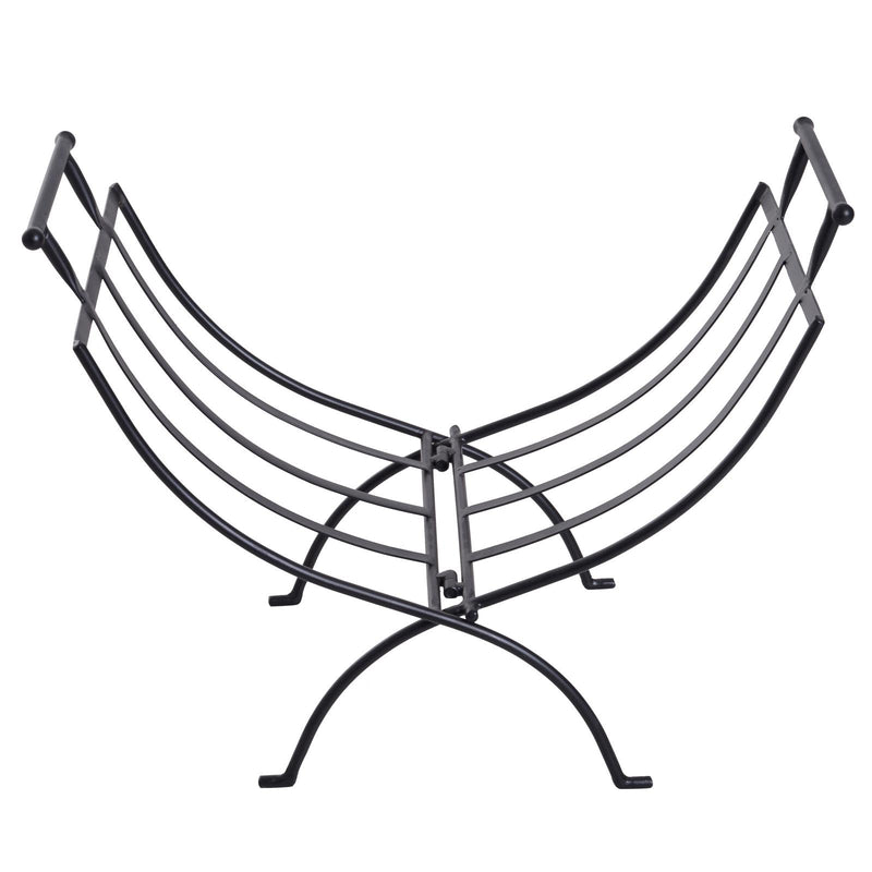 Portalegna Legnaia Pieghevole in Ferro 60x35x45 cm Max 30Kg  Nero