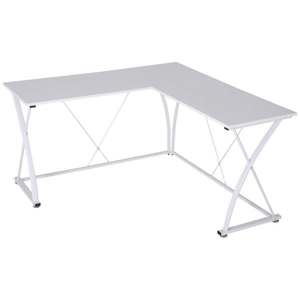 sconto Bureau d'angle en métal et MDF 142x142x76 cm Blanc