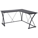 Scrivania da Ufficio ad Angolo in Metallo e MDF 142x142x76 cm  Nera