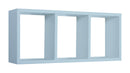 Mensola Rettangolare 3 Scomparti da Parete 70x30x15.5 cm in Fibra di Legno Tristano Blu Baltico