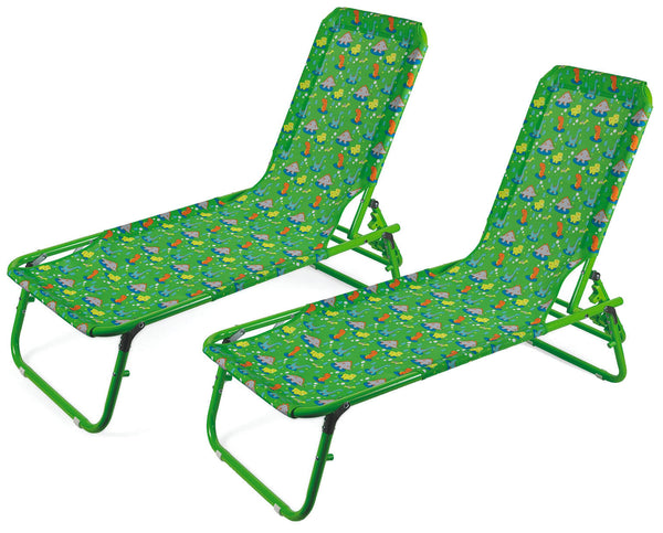 Lot de 2 Transats de Jardin pour Enfants en Acier Soriani Oxford Dinosaures prezzo