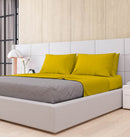 Set Lenzuola Matrimoniale Sopra Sotto e Federe Tinta Unita Senape