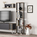 Libreria 34x153 cm 5 ripiani antracite dettagli noce