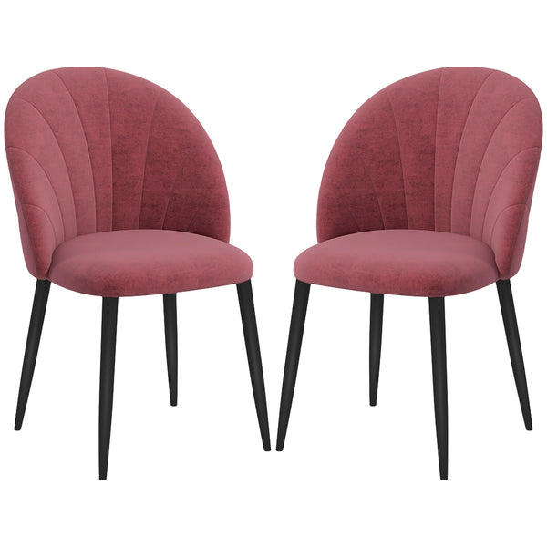 Set 2 Sedie da Pranzo in Velluto Imbottite 52x54x79 cm con Gambe in Metallo Rosso Antico acquista