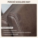 Divano 2 Posti Design Minimal 137x72x88 cm con Imbottitura Spessa in Poliestere Effetto Pelle Marrone Scuro  