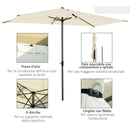 Ombrellone da Giardino 3x2 m Palo Ø48 mm in Alluminio e Poliestere Beige