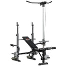 Panca Fitness 180x134x200 cm con Leg Press Squat Rack e Leg Extension in Acciaio e PU Nero e Argento      