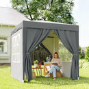 Gazebo Pieghevole 2x2 m con 4 Pareti Rimovibili in Metallo e Poliestere Grigio      