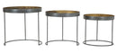 Tavolinetti Bassi Opis Set 3 Pz Ø50,5x48-46x43-40,5x38 cm in Ferro Nero e Bronzo