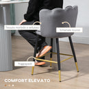 Set 2 Sgabelli 59x52x90 cm in Tessuto Poliestere Vellutato Grigio