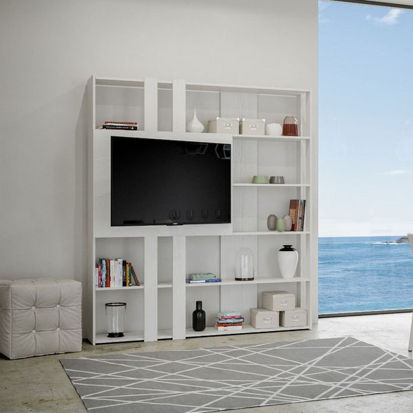 sconto Libreria Moderna 5 Ripiani con Pannello per TV 178x36x204 cm in nobilitato Bianco