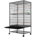 Gabbia Voliera per Uccelli 135x78x52 cm Pappagalli con Vassoio Estraibile e Ruote Nero      