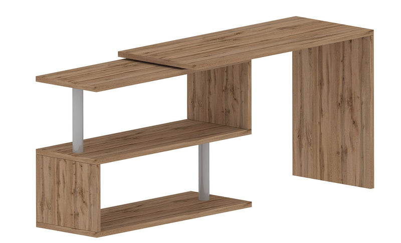 Scrivania con Gamba ad S Girevole 120/65x50x75 cm Volta Quercia Wotan