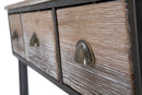 Console Bronxs 118x45,5x80,5 cm in Ferro e Legno di Abete Nero e Grigio