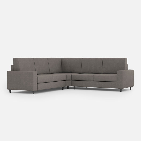 Canapé d'angle 5 places Sakar 246x246x85 cm en tissu gris acquista