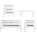 Set Salotto da Giardino Divano 2 Poltrone e Tavolino in alluminio bianco