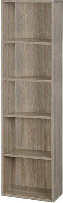 Libreria a Colonna 40x29x172H cm in Legno Salvaspazio a 5 Ripiani Rovere