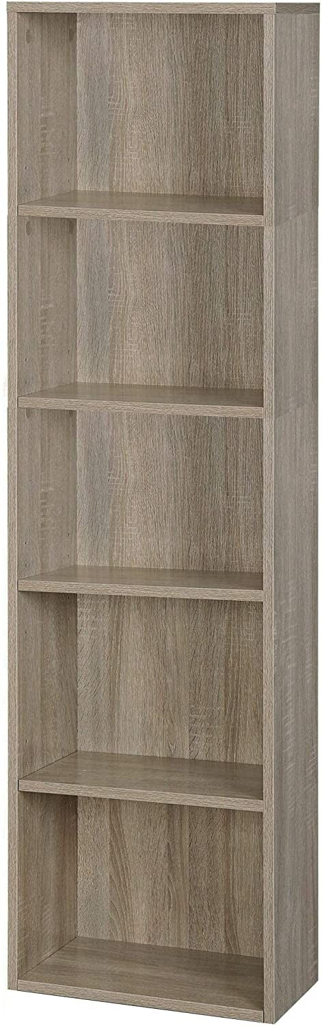 Libreria a Colonna 40x29x172H cm in Legno Salvaspazio a 5 Ripiani Rovere
