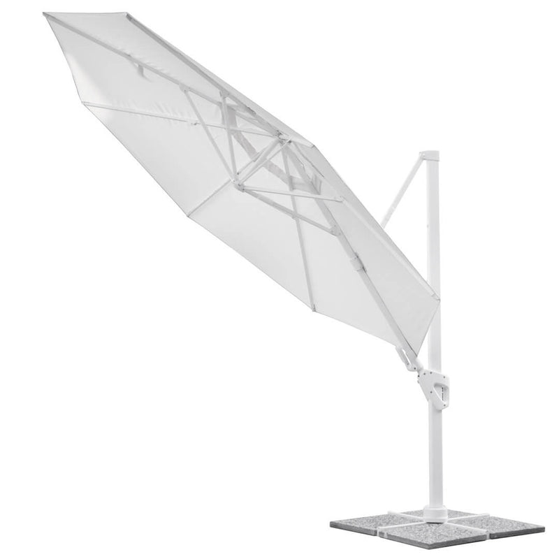 Ombrellone da Giardino Decentrato Ø3,5m in Alluminio Telo in Poliestere Mosini Jazz Bianco