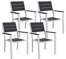 Set 4 Sedie da Giardino 58x55,5x88,5 cm in Polietilene e Metallo Grigio e Bianco