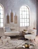 Divano 2 Posti 115x68x78 cm in Legno e Poliestere Effetto Lana Cortina