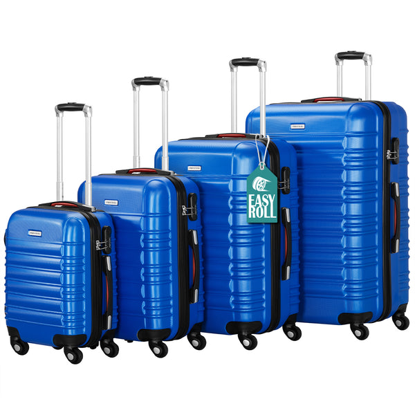Set 4 Valigie Rigide Trolley Easy Roll Bagaglio a Mano e Stiva da Viaggio in ABS Blu sconto