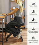 Sedia Sgabello Svedese da Ufficio Ortopedico Ergonomico in Acciaio Tosini F 2913